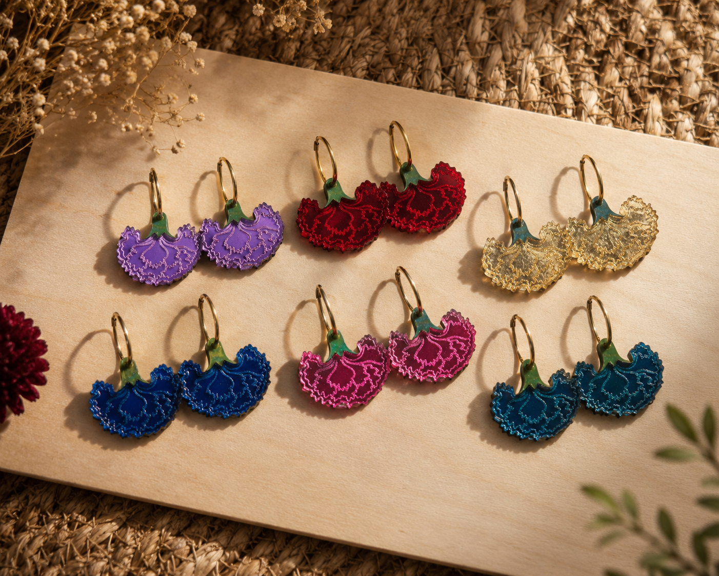 Pendientes claveles
