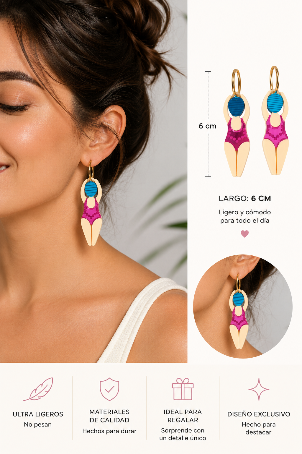 Pendientes la bañista vintage.