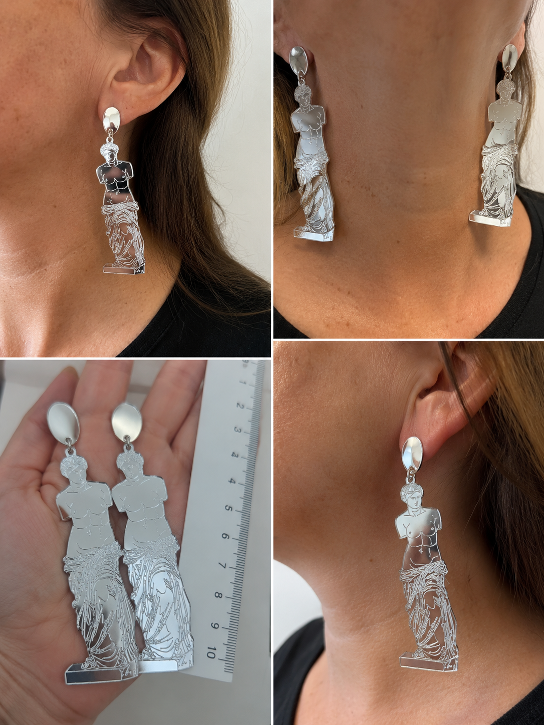 Pendientes Venus Espejo Plata