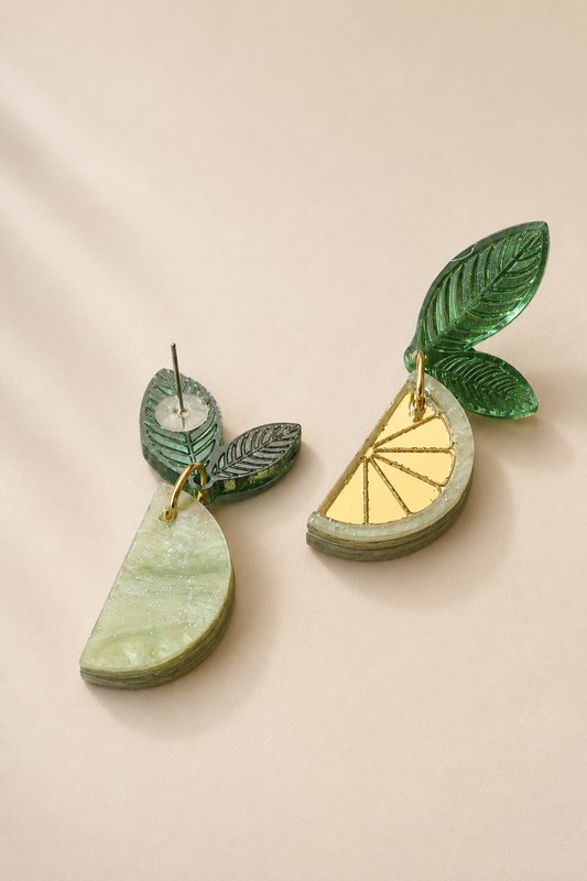 Pendientes Limón Verde Nácar Glitter