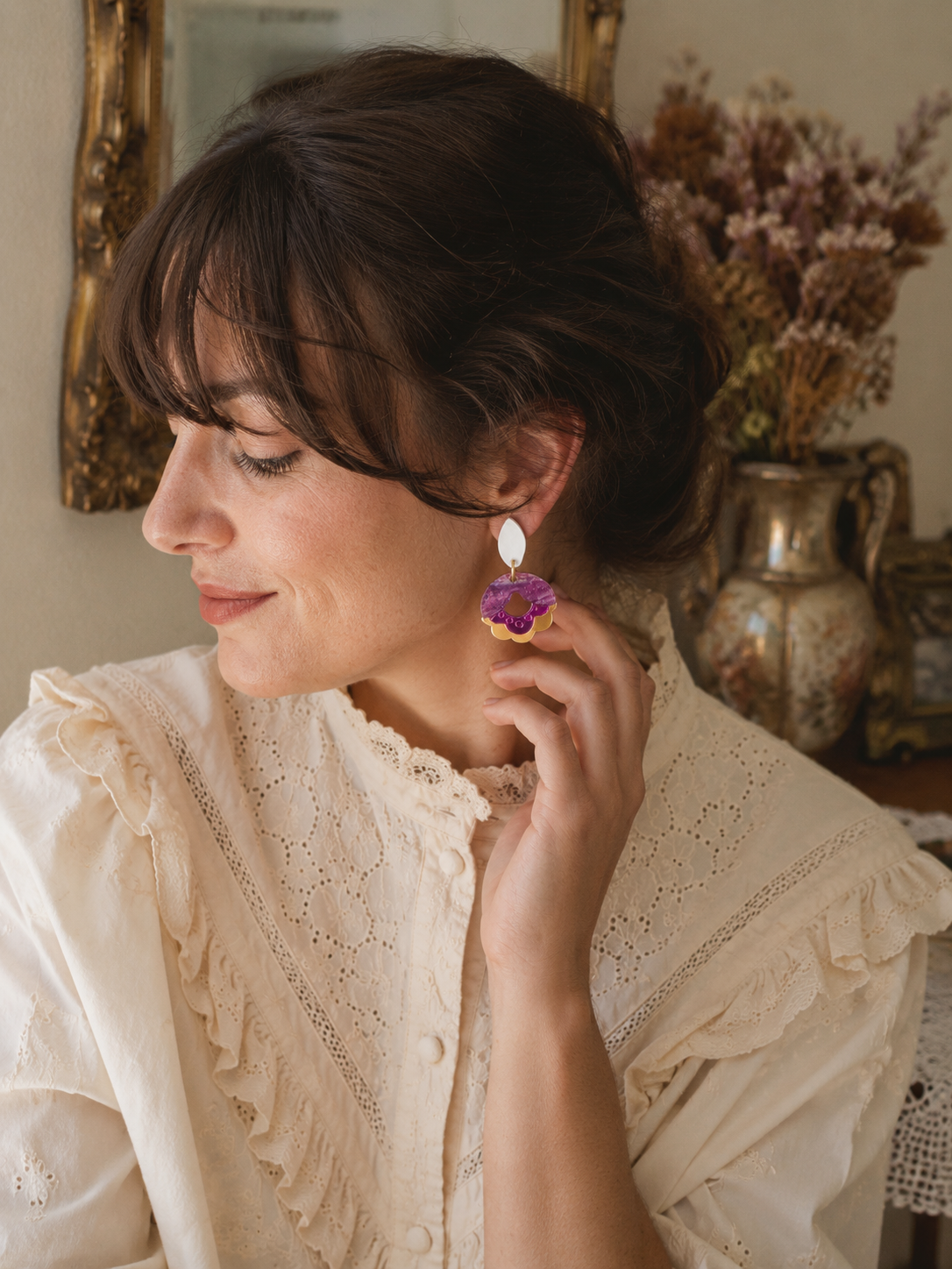 Pendientes Flor Vintage Violeta