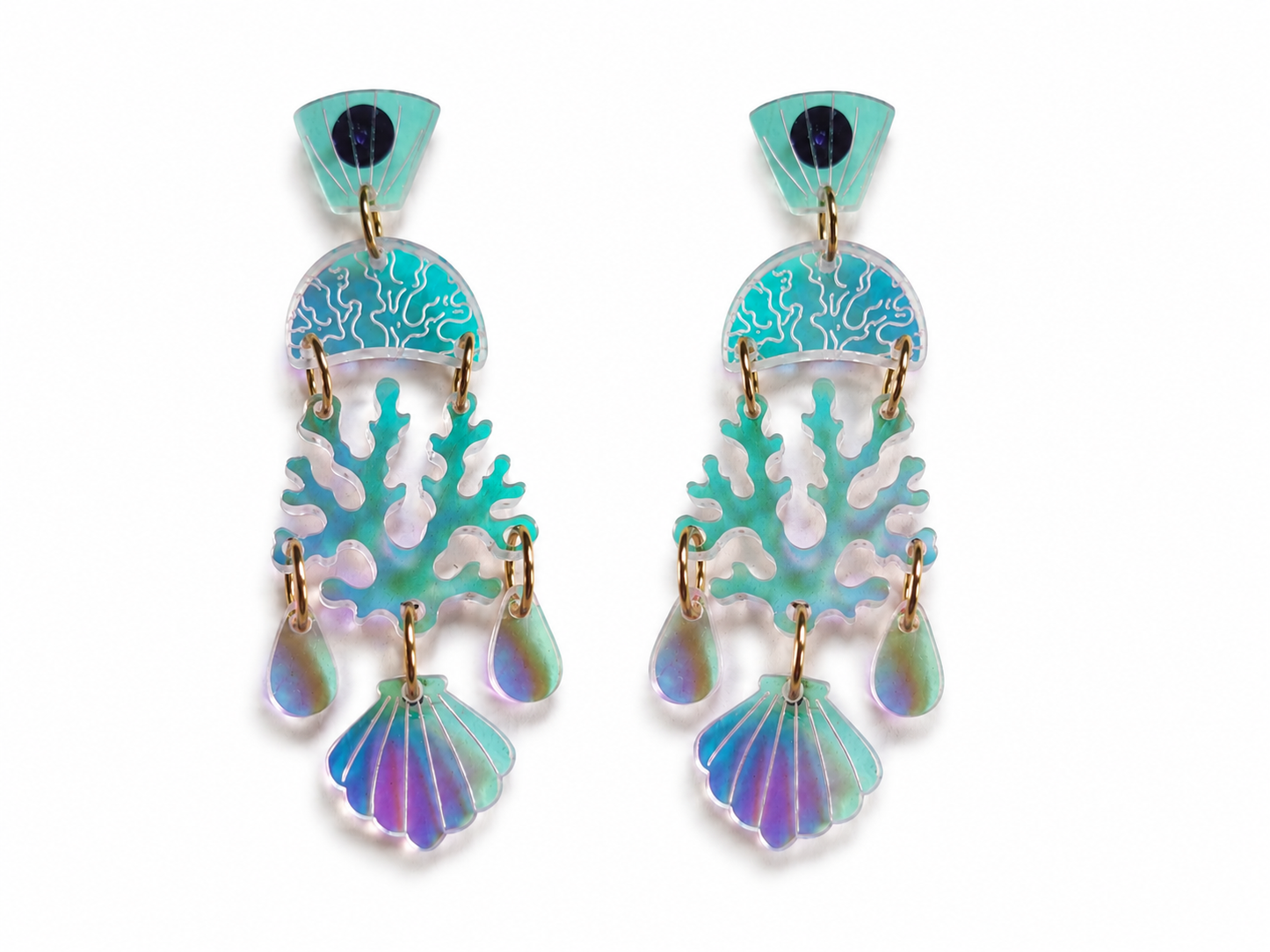 Pendientes ocean iridiscentes 9 pares disponibles.