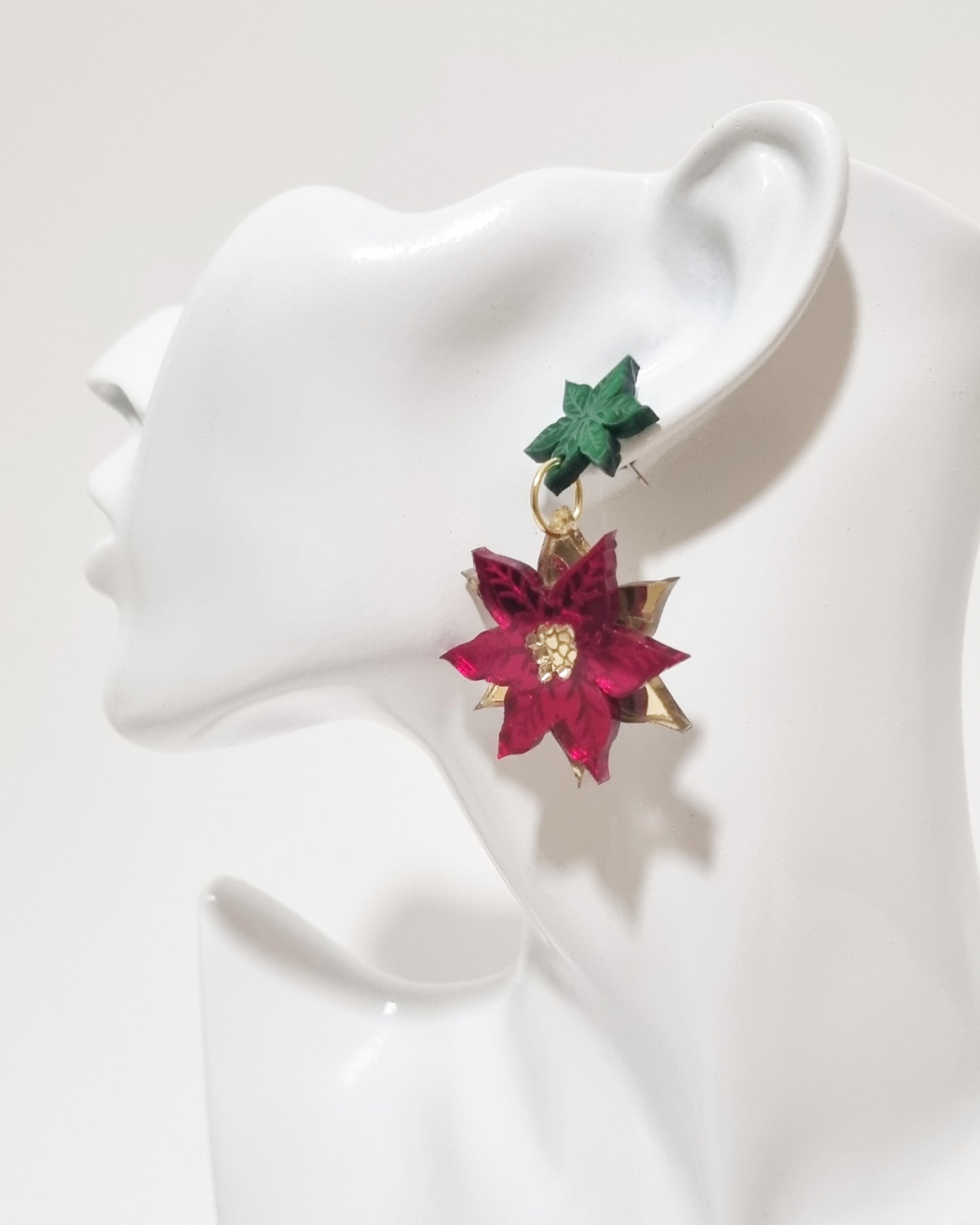 Pendientes glam flor de navidad