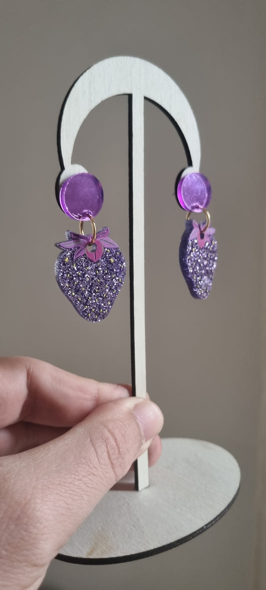 Pendientes fresas glitter