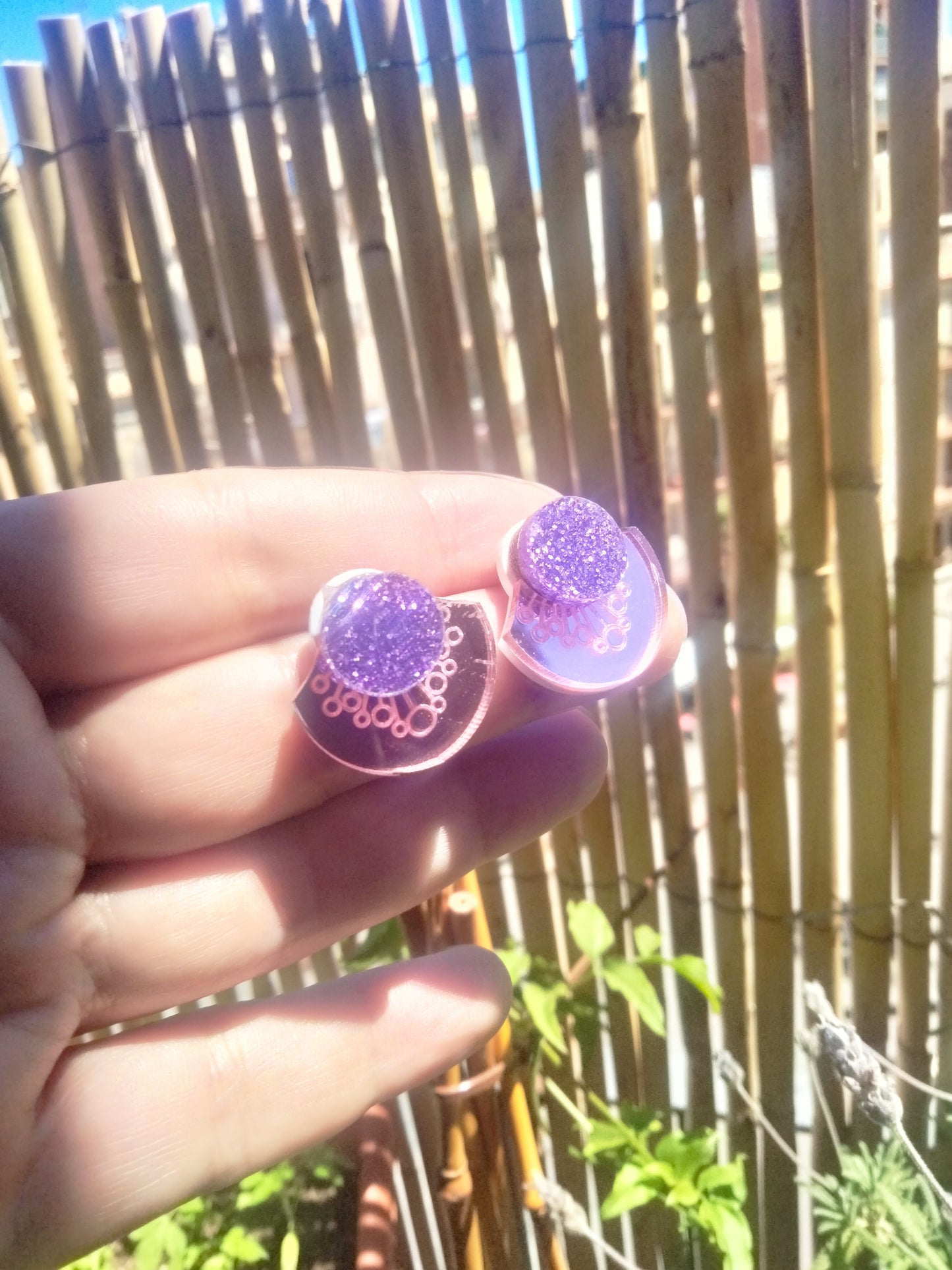 Pendientes flor NOA glitter lila