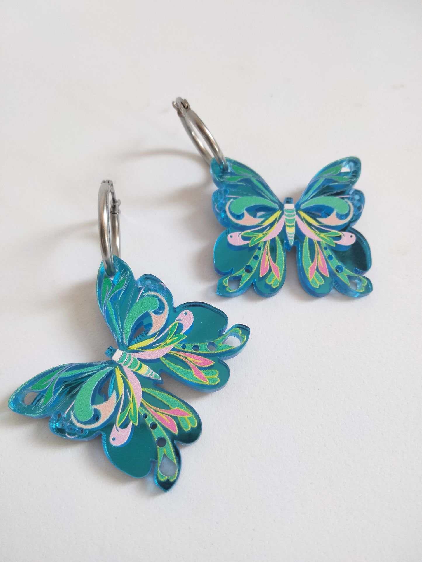 Mariposas blue mirror aros