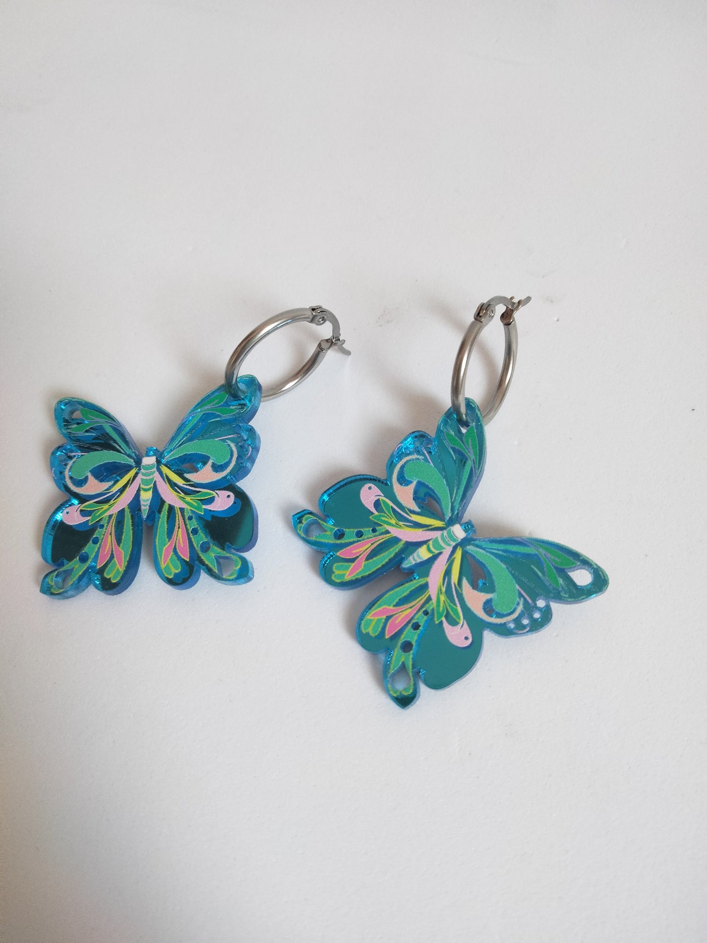 Mariposas blue mirror aros