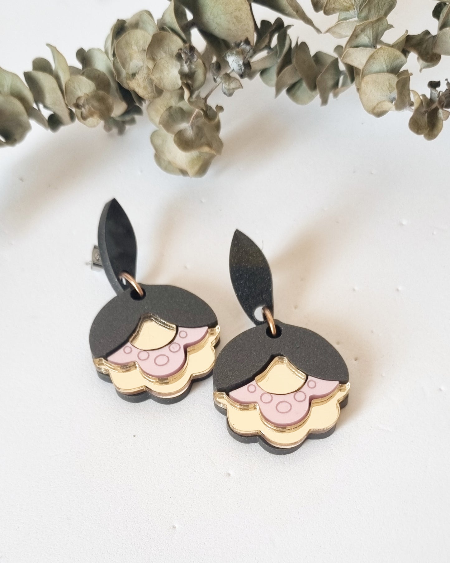 Master pieces pendientes cotton vintage flores negras