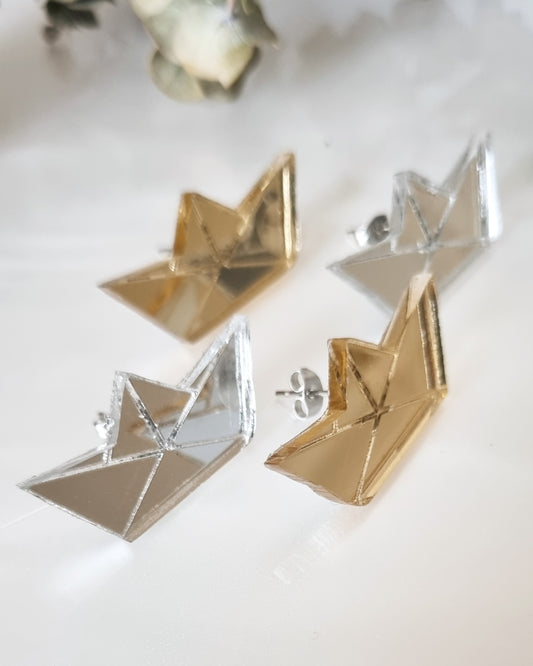 Pendientes barquillo origami tuerca