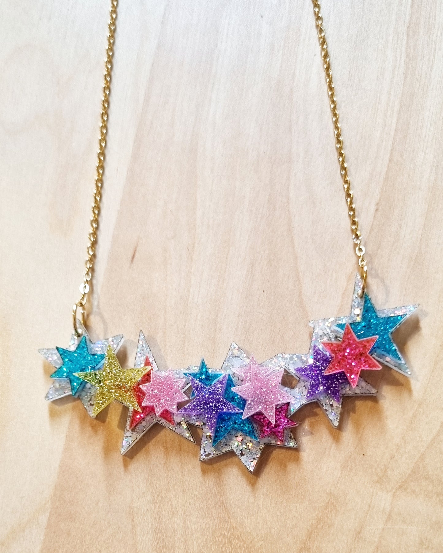 Collar lluvia de estrellas plateado