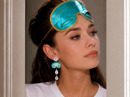 Pendientes antifaz glam night desayuno con diamantes