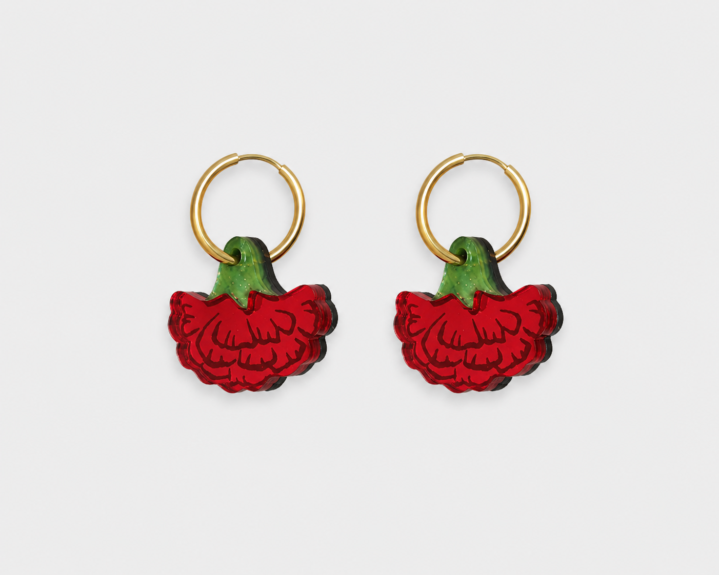 Pendientes claveles rojos