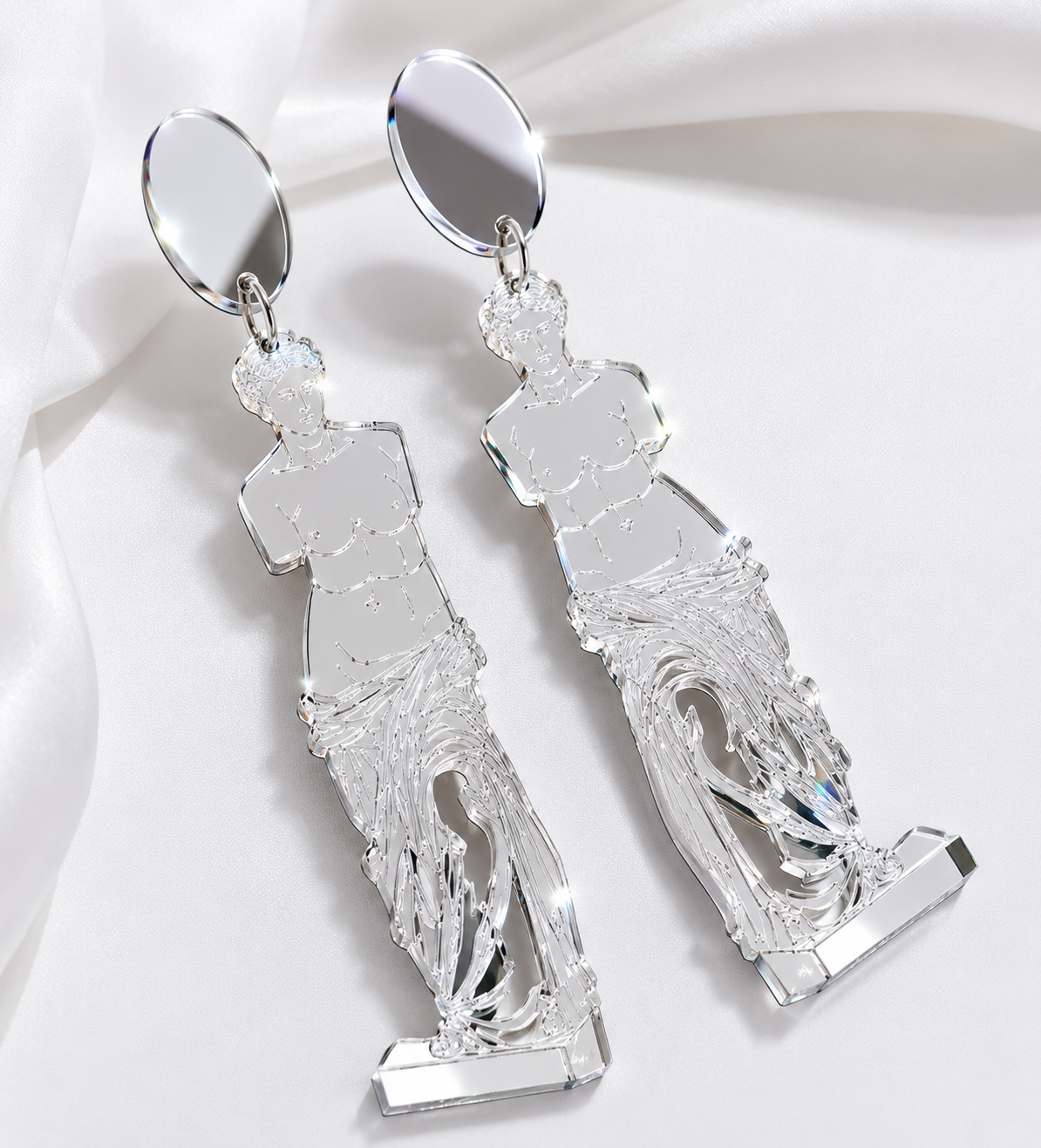 Pendientes Venus Espejo Plata