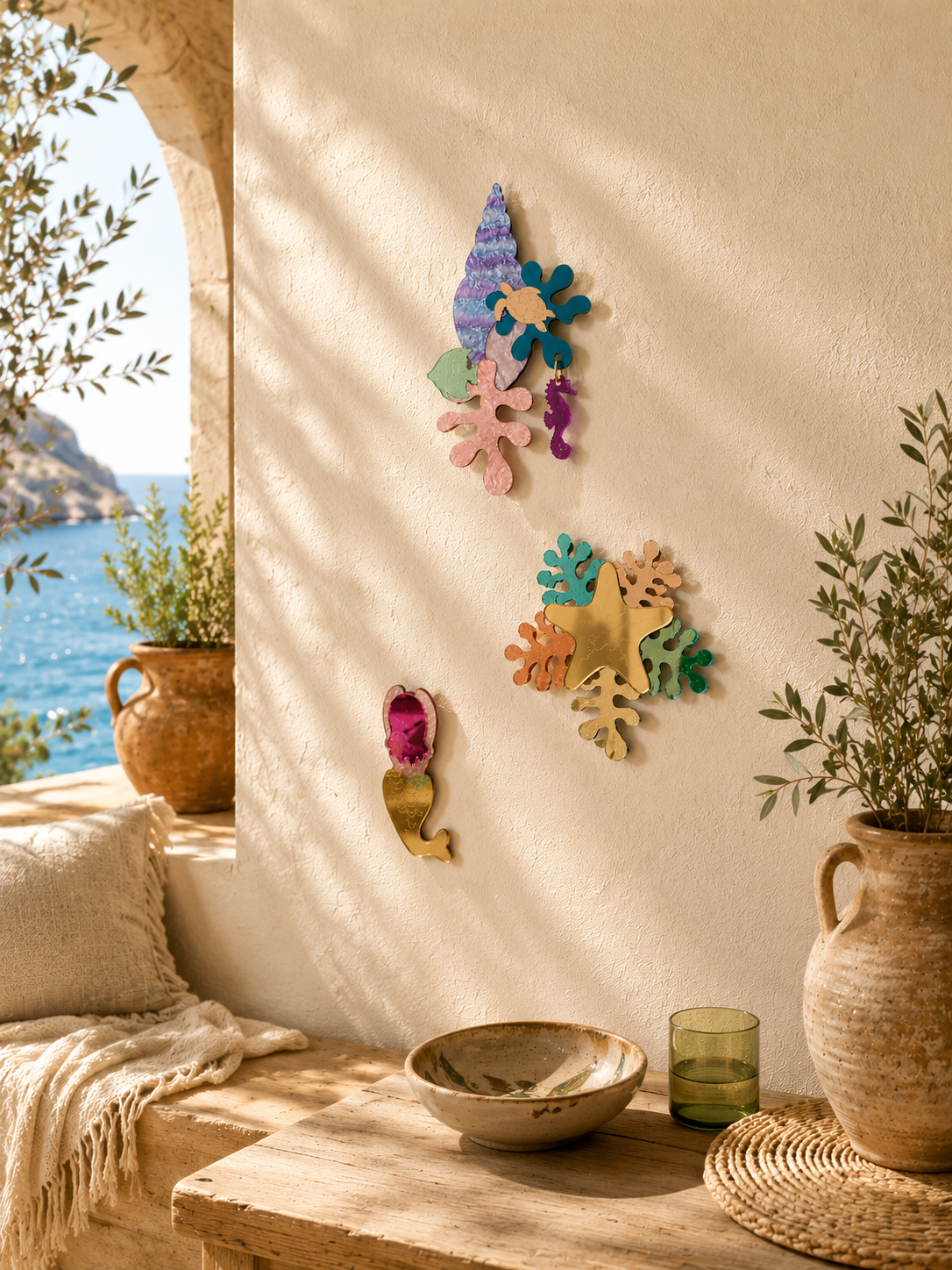 Conjunto Fantasía Mediterránea – Decoración de pared artesanal