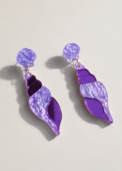 Pendientes Caracolas magic colors nacar glitter