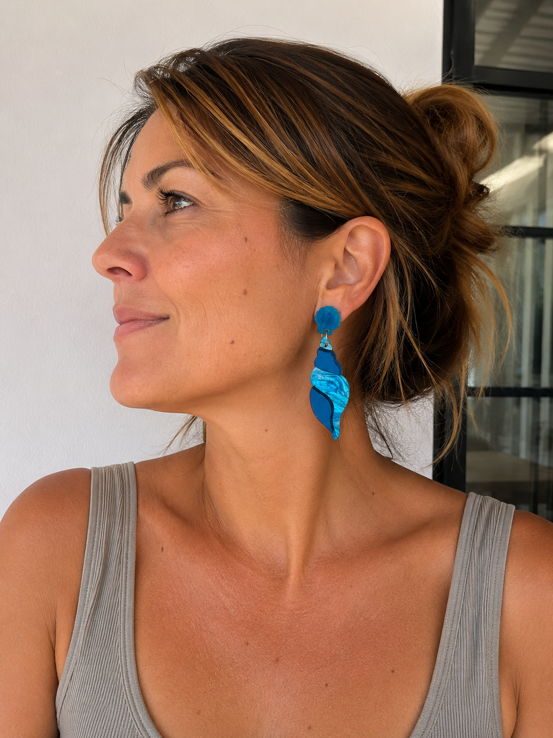 Pendientes Caracolas magic colors nacar glitter