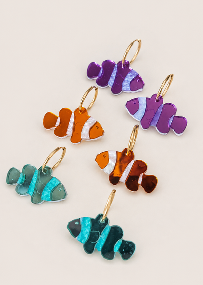 Pendientes Peces Payaso – Naranja, Turquesa y Lila