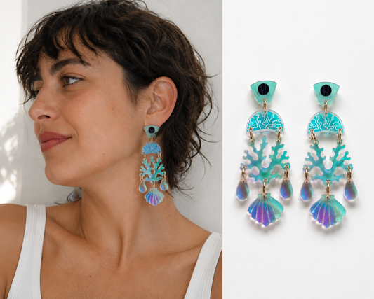 Pendientes ocean iridiscentes 9 pares disponibles.