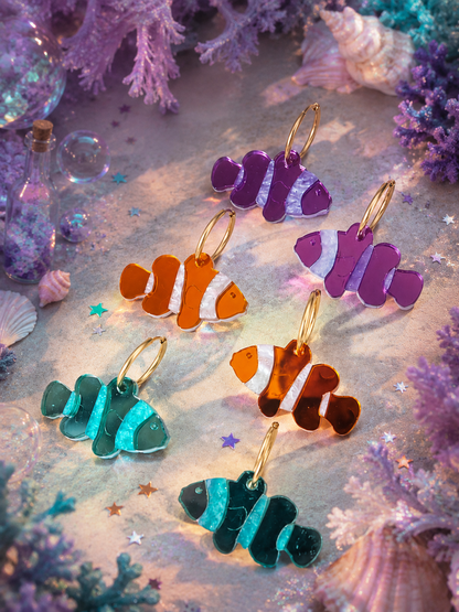 Pendientes Peces Payaso – Naranja, Turquesa y Lila
