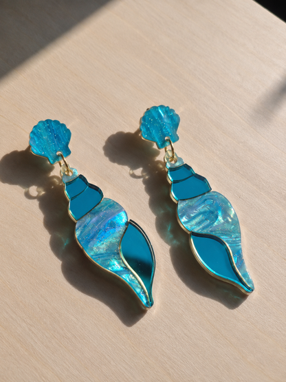 Pendientes Caracolas magic colors nacar glitter