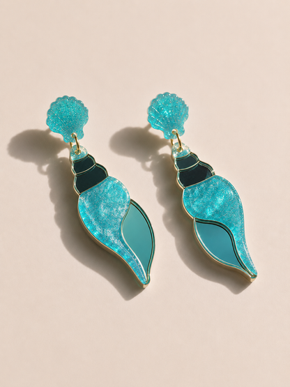 Pendientes Caracolas magic colors nacar glitter