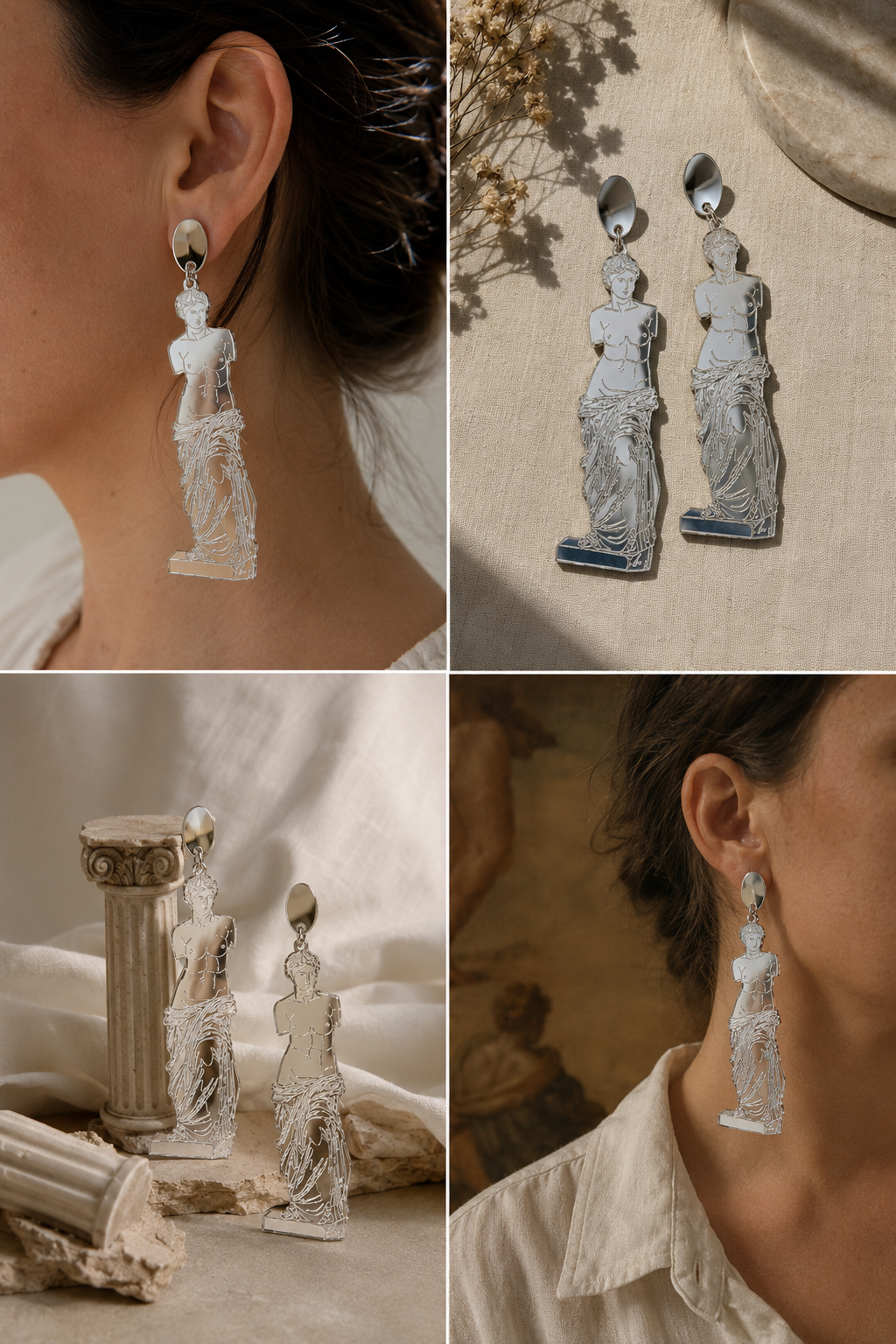 Pendientes Venus Espejo Plata