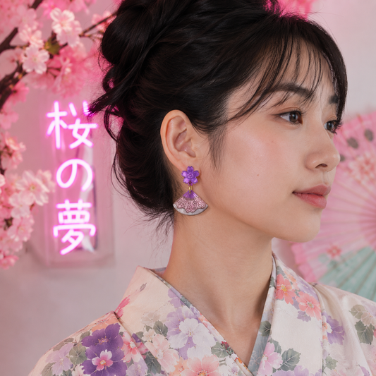 Pendientes Sakura Abanico