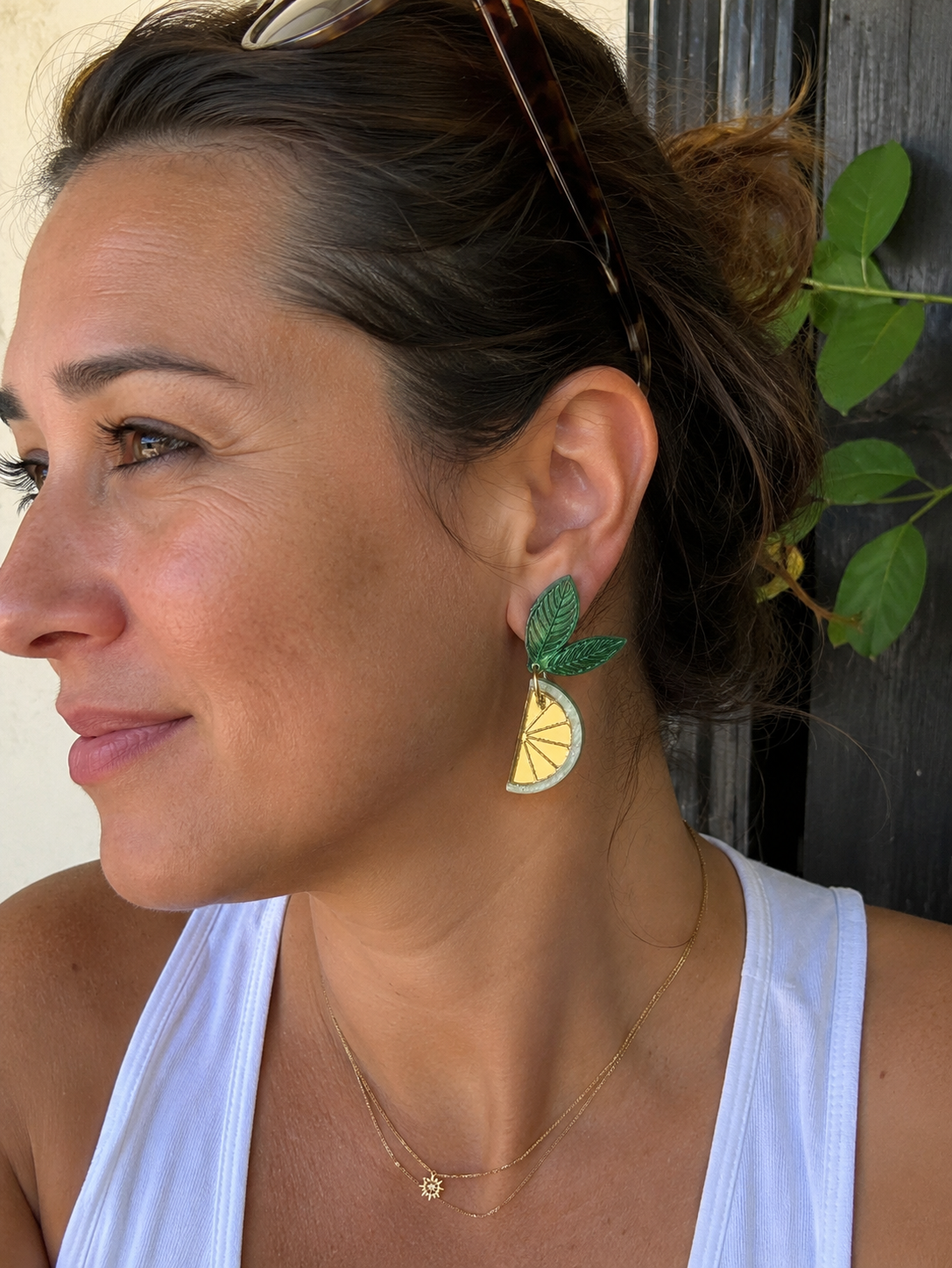 Pendientes Limón Verde Nácar Glitter