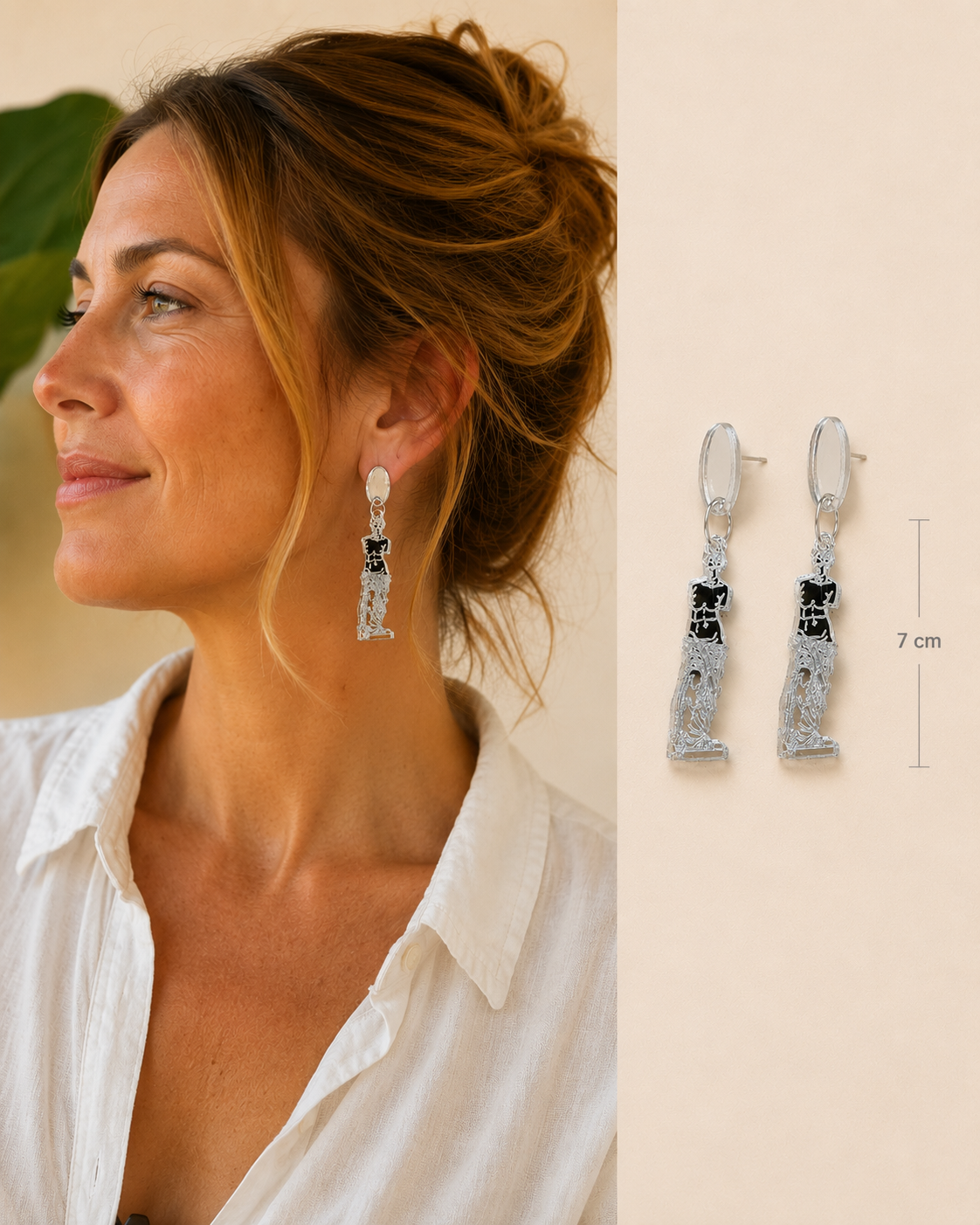 Pendientes Venus Espejo Plata