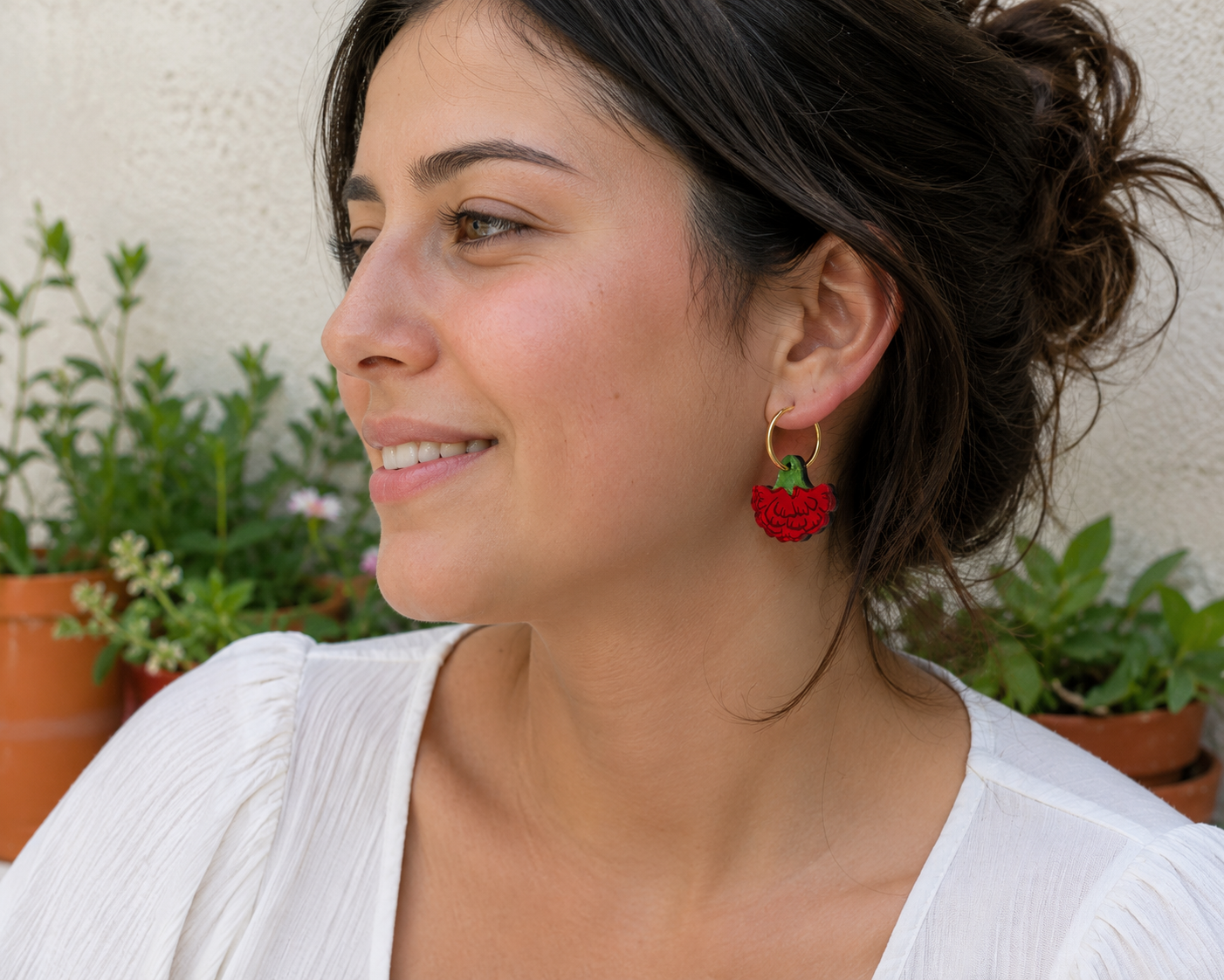 Pendientes claveles rojos