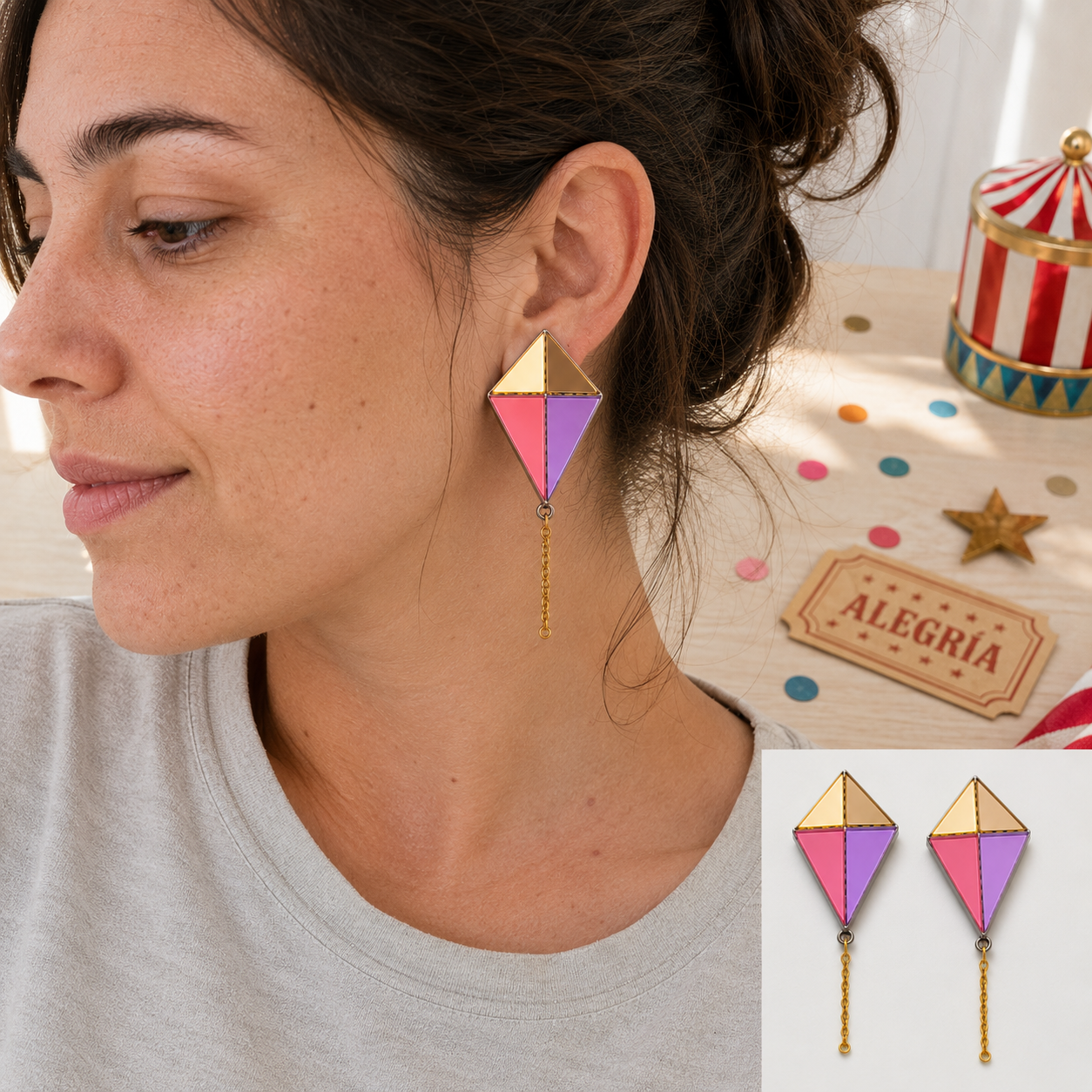 Pendientes cometas colors