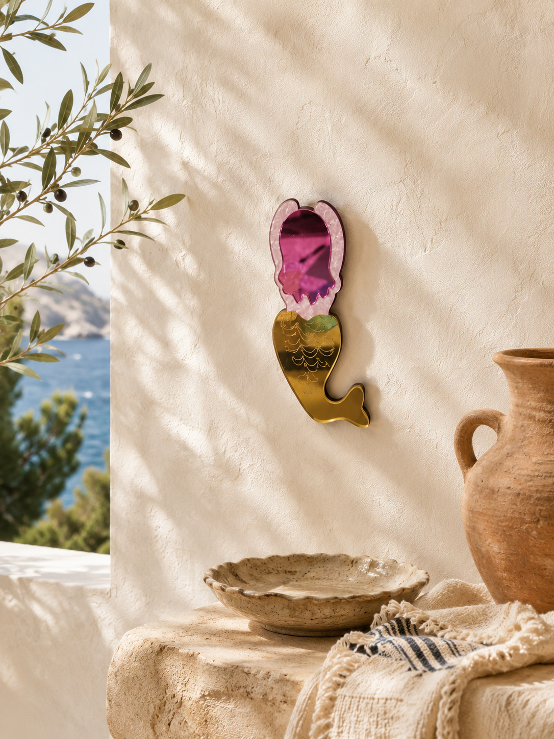 Sirena Fantasía Mediterránea – Decoración de pared artesanal