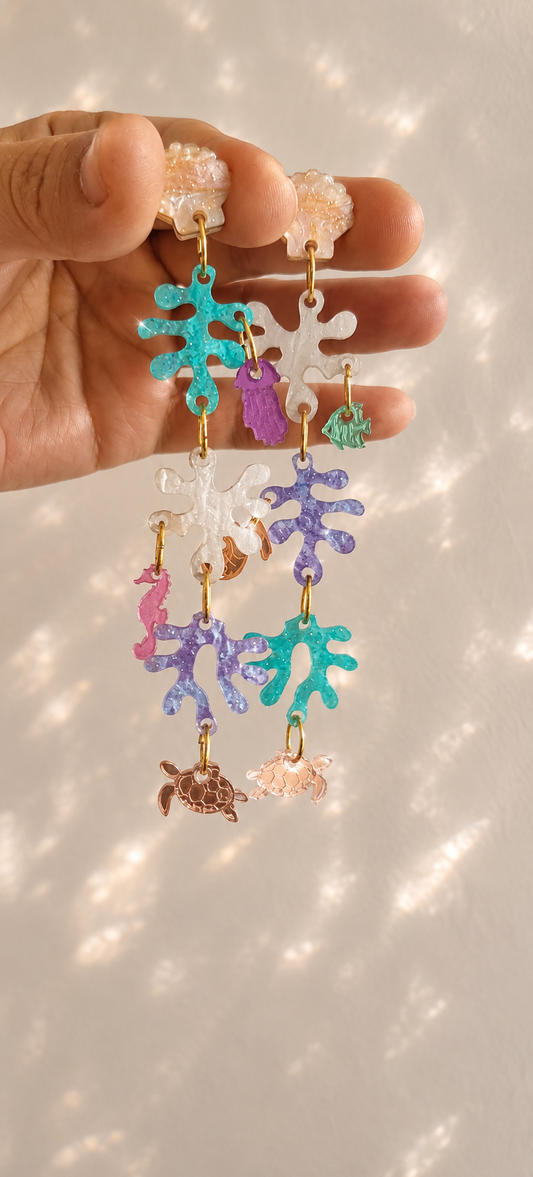 Pendientes largos fiesta marina