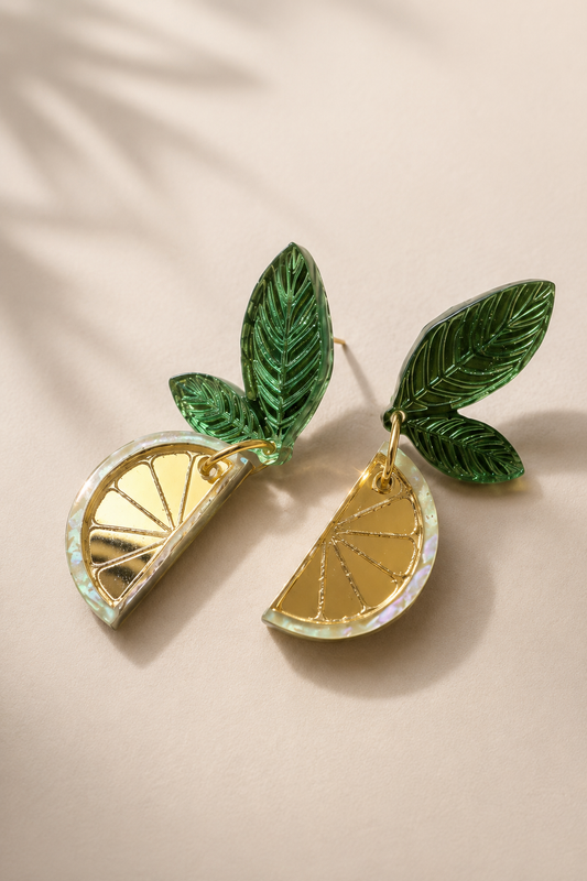 Pendientes Limón Verde Nácar Glitter