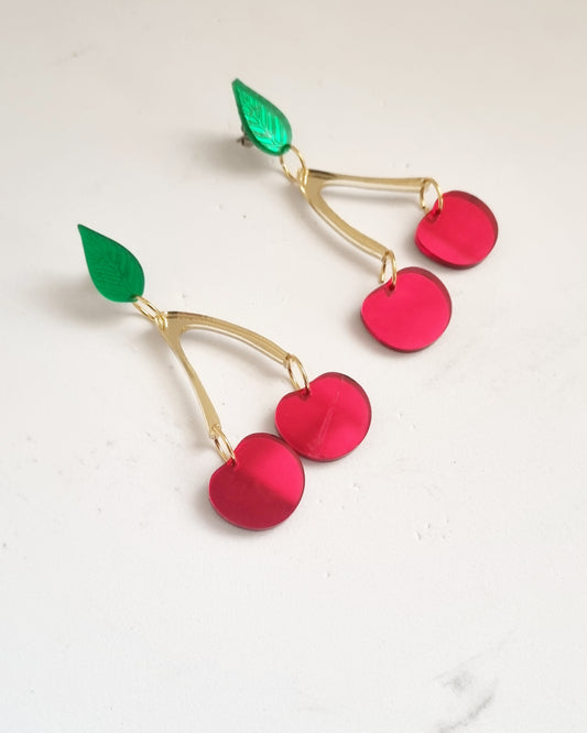 Pendientes cerezas glam dobles