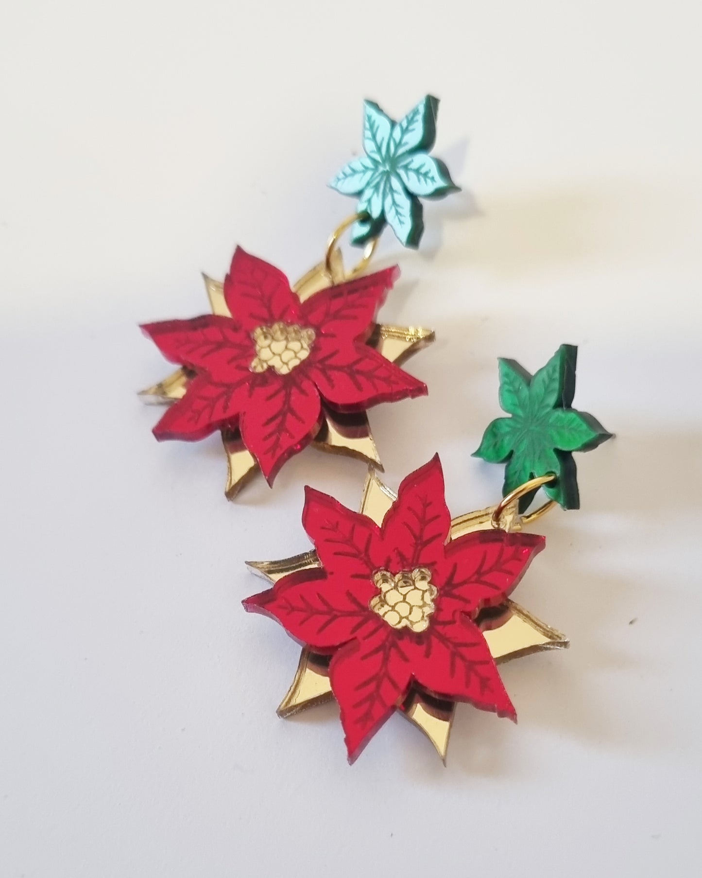 Pendientes glam flor de navidad