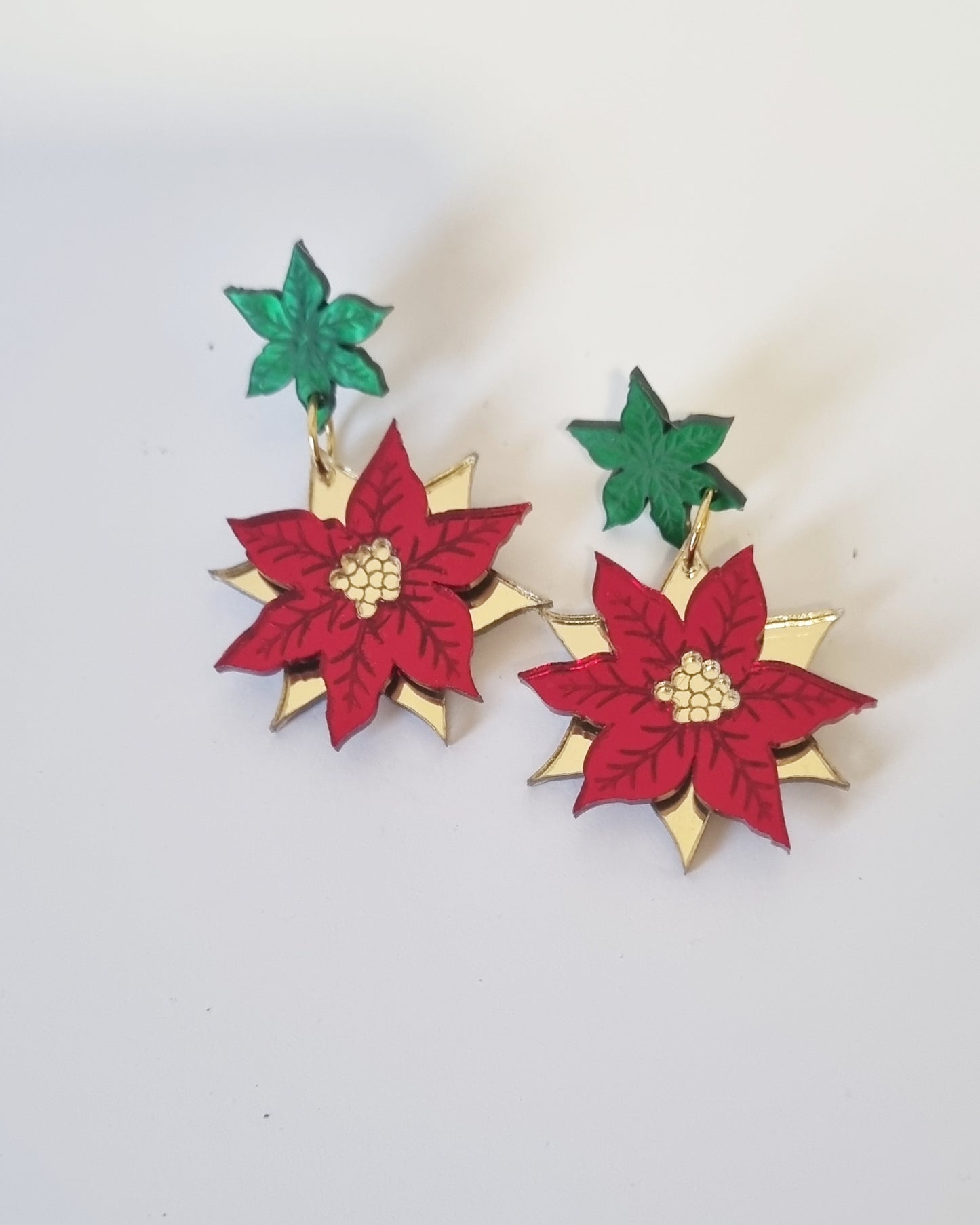Pendientes glam flor de navidad