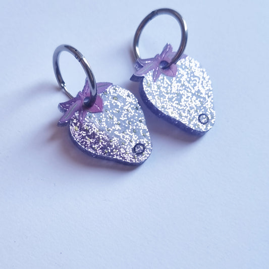 Pendientes fresas glitter
