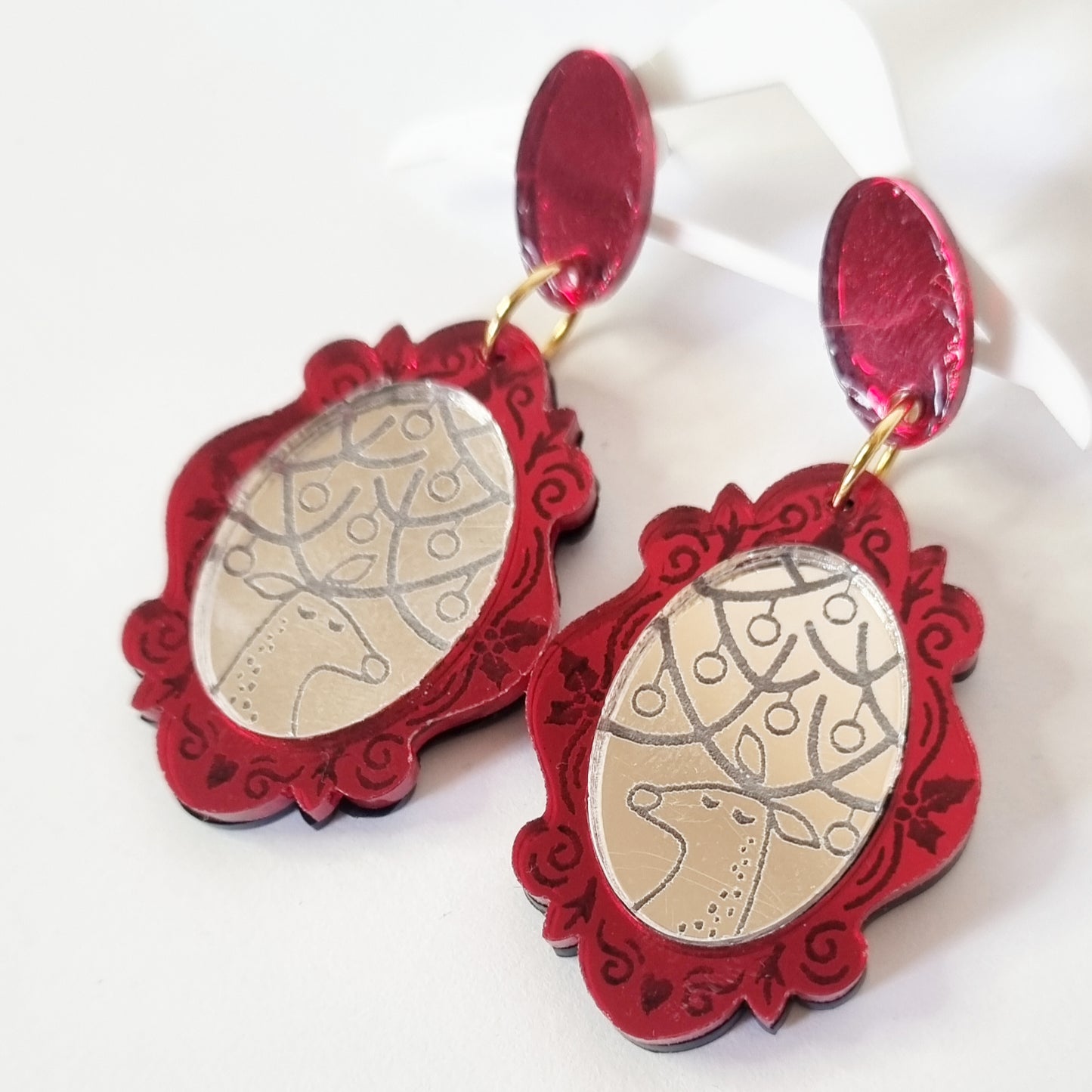 Pendientes Rudolf navidad espejo