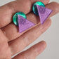 Pendientes geométricos lila y nacarado