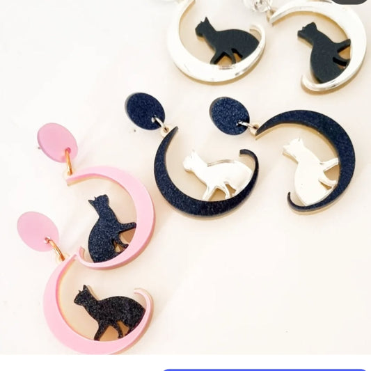 Pendientes gatos de luna
