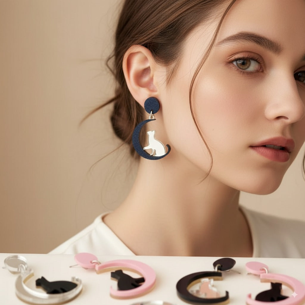 Pendientes gatos de luna