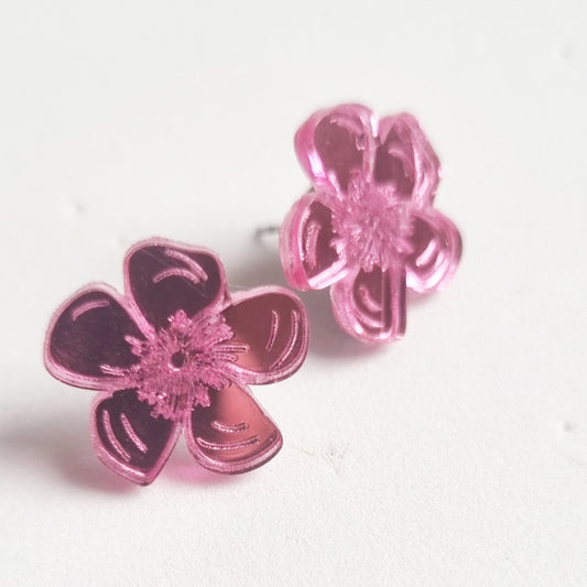 Pendientes mini flores espejo