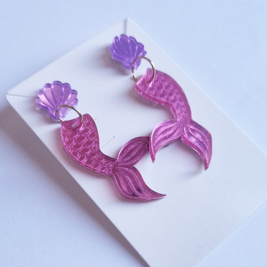 Pendientes sirenas fucsia