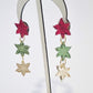 Pendientes largos flor de navidad espejos