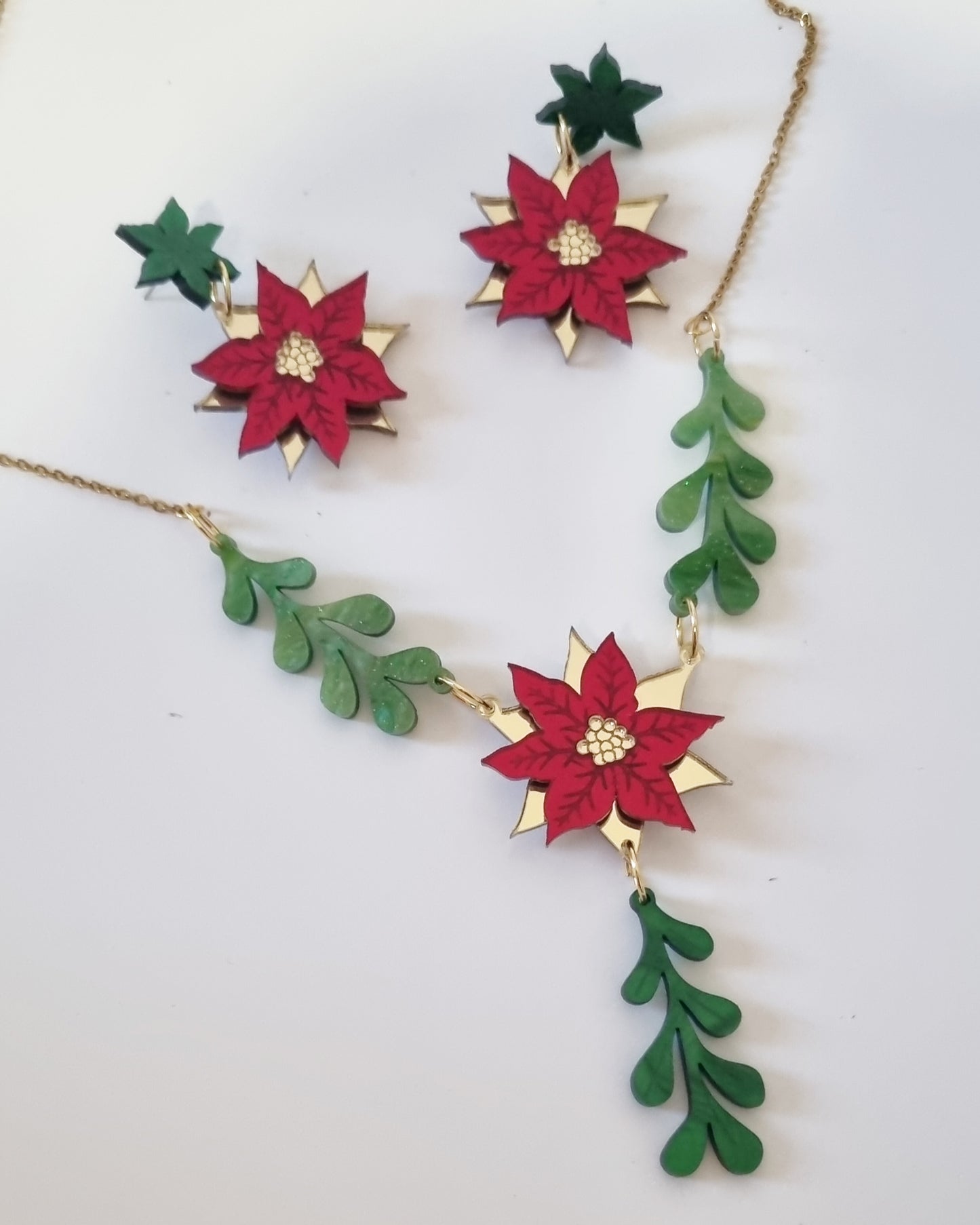 Conjunto completo Glam navidad pendientes + collar