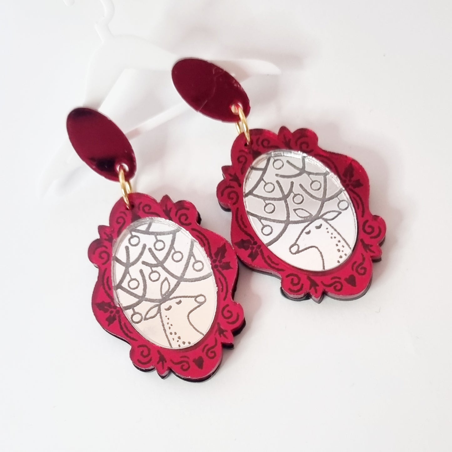 Pendientes Rudolf navidad espejo
