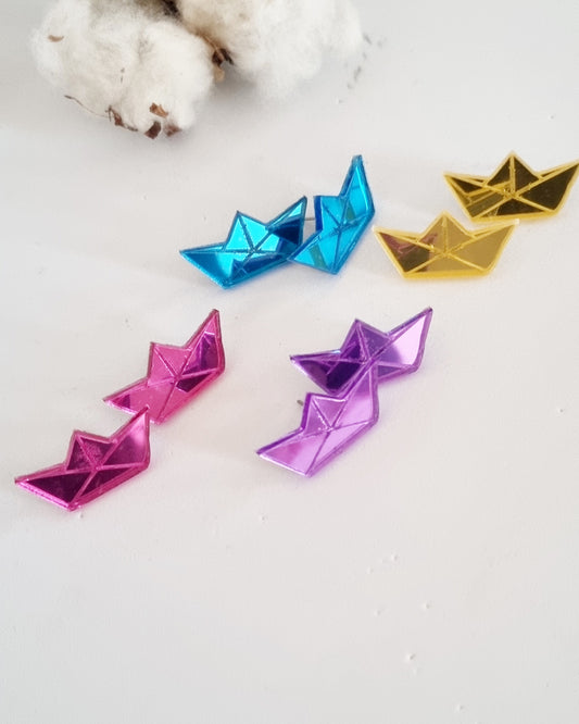 Pendientes mini barquitos origami