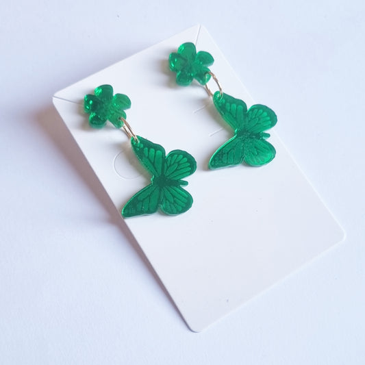 Pendientes mariposas verdes