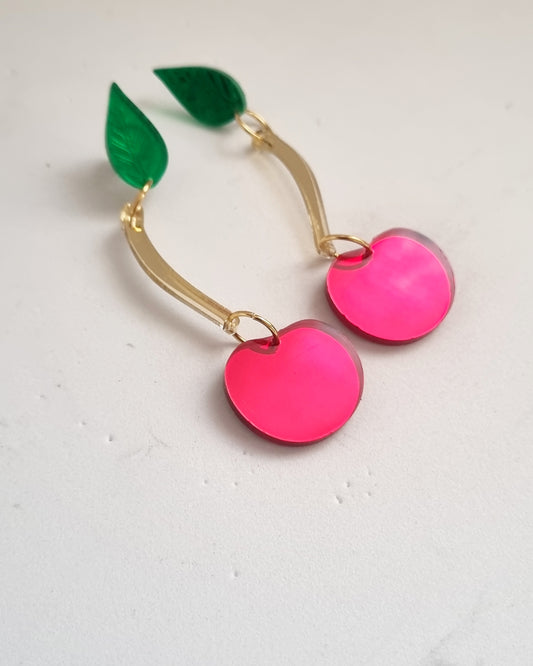 Pendientes cerezas glam largas